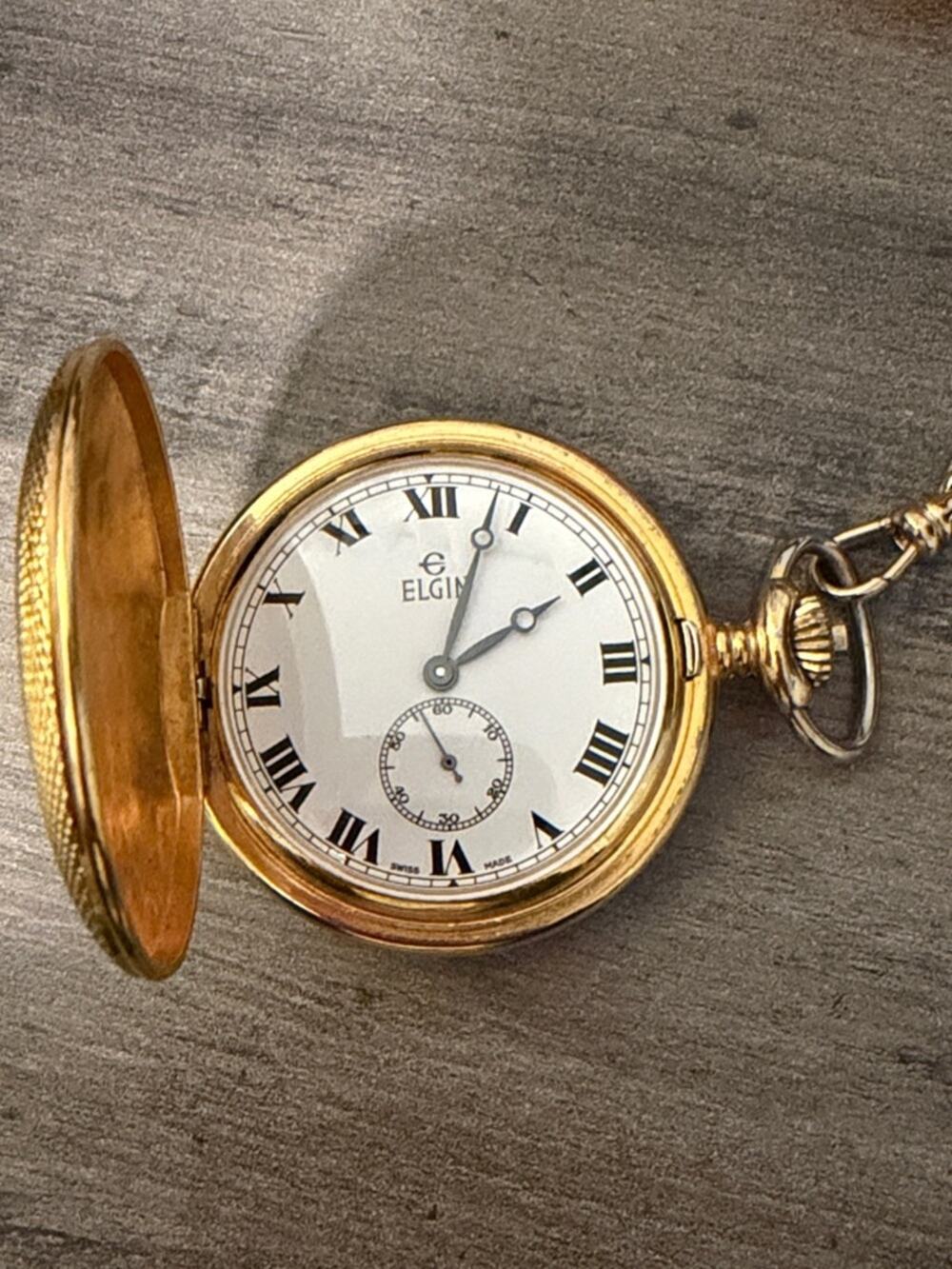 Elgin SA Switzerland 17 Jewel vintage pocket watch Swiss WORKS! Gold plate #W04
